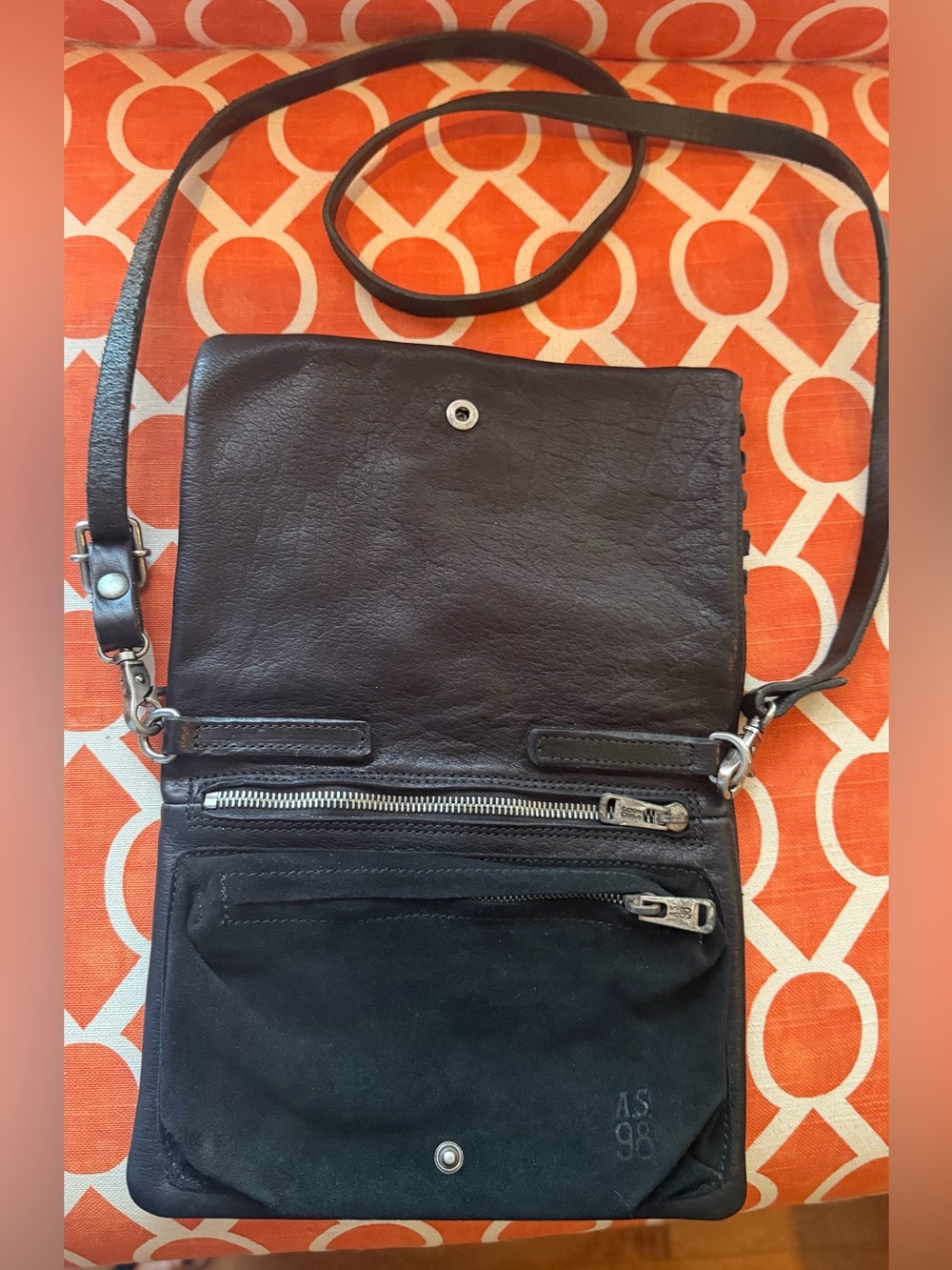 A.S.98 Black Studded Leather Crossbody Bag - Picture 3 of 3